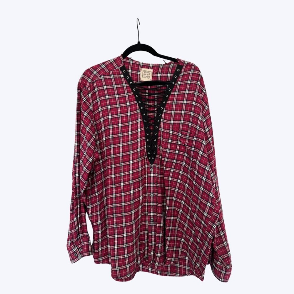 Red lace up flannel